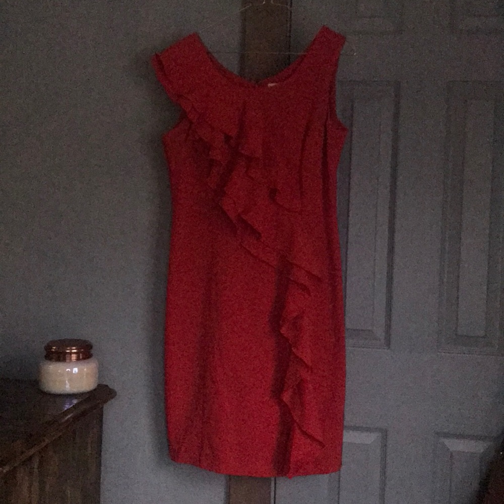 Red ruffle flap dress